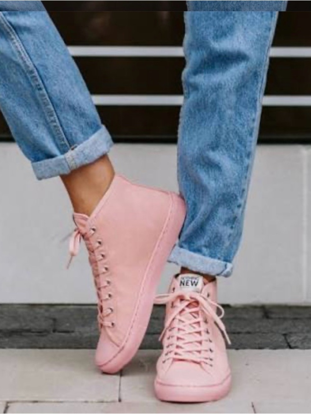 Nothing New High-Top Canvas Sneakers in Blush Pink